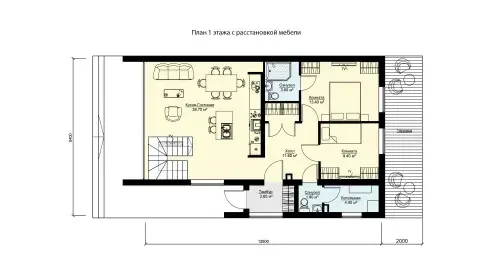 Floor plan the first floor Барнхауса проекта БП-156