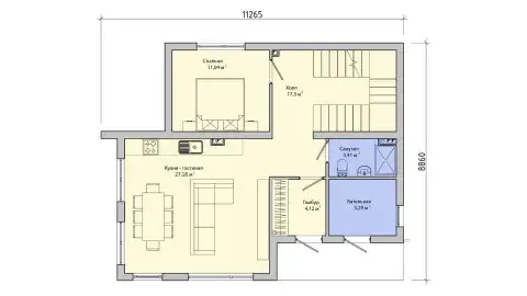 План the first floor двухэтажного дома 10 на 11 с 4 спальнями