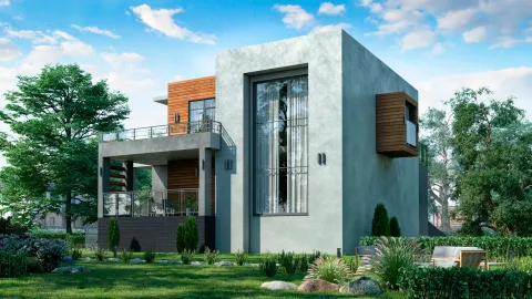 Задний фасад two-storey house with a two-car garage 186,50 m². Project БЭНПАН-274.