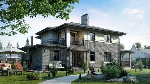Передний фасад two-storey house area 275,20 m². Project БП-282.
