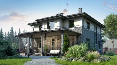 Задний фасад two-storey house area 275,20 m². Project БП-282.