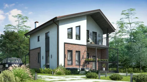 Передний фасад two-storey house БЭНПАН МС-146/3.