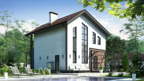 Задний фасад two-storey house БЭНПАН МС-146/3.