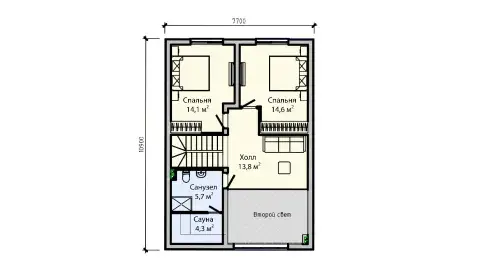 Second-floor plan of project БП-115/2