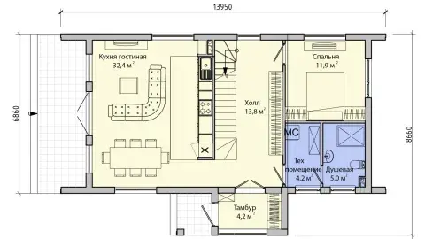 First-floor plan of project ПБ-130