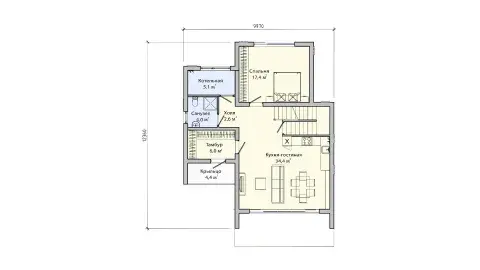 First-floor plan of project ПБ-176