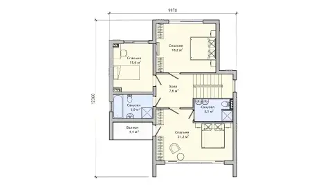Second-floor plan of project ПБ-176155