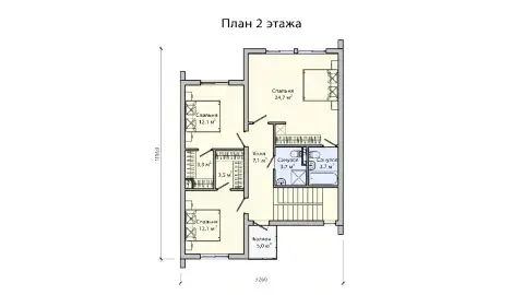 План второго floors двухэтажного дома в стиле Барнхаус