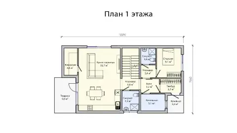 Floor plan the first floor дом 8 на 14 с 4 спальнями