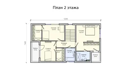 Floor plan второго floors дом 8 на 14 с 4 спальнями