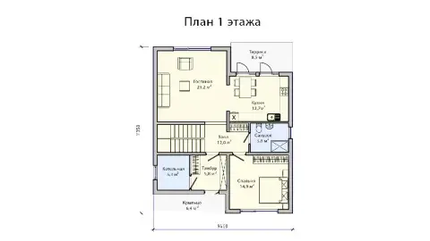 First-floor plan of project Б-3