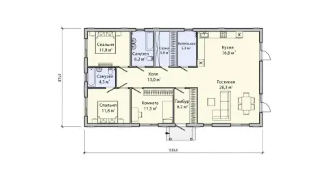 First-floor plan of project ПБ-123