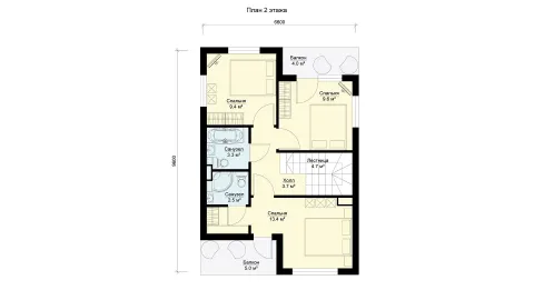 Second-floor plan of project БП-107