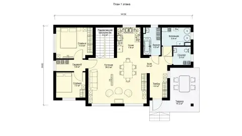 First-floor layout projectа дачного дома БП-143.