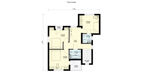 Second-floor plan two-storey house with a usable roof, project БЭНПАН БП-163.