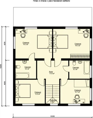 Second-floor plan of project БП-188