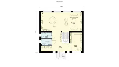 First-floor plan two-storey house with a double-height space, project БЭНПАН БП-224.