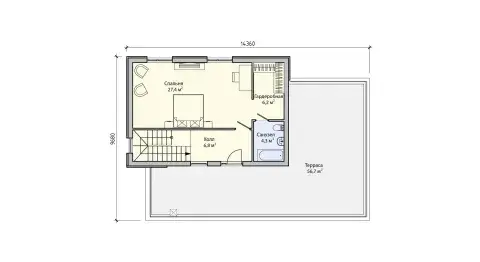 Second-floor plan of project ПБ-217/1