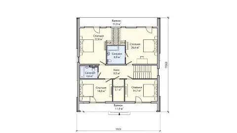 Second-floor plan of project БП-224/2