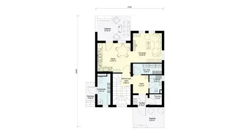 First-floor layout two-storey house БЭНПАН МС-146/3.
