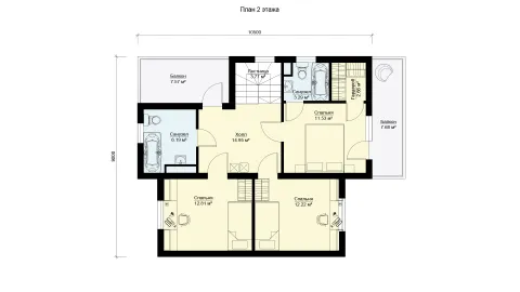 Second-floor plan two-storey house BENPAN, project МС-202.