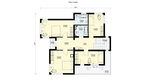 Second-floor plan two-storey house with a usable roof, project БЭНПАН МС-247.