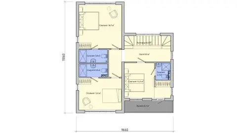 Second-floor plan of project ПБ-155