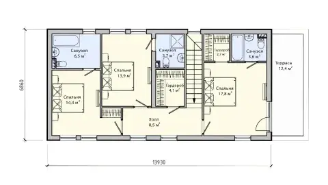 Second-floor plan of project БП-154