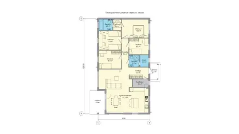 Single-storey house in a barnhouse style with 4 bedrooms - планировка