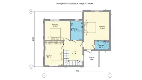 Second-floor plan of project ПБ-149