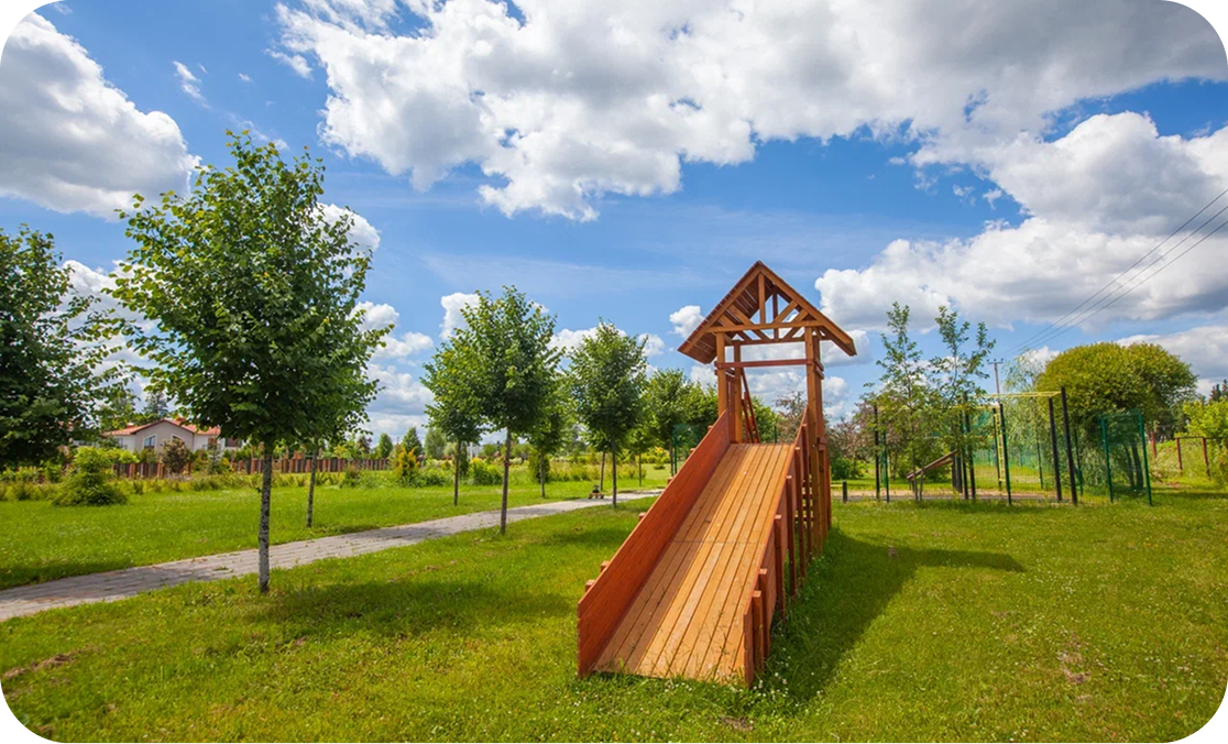 Playgrounds and a leisure center