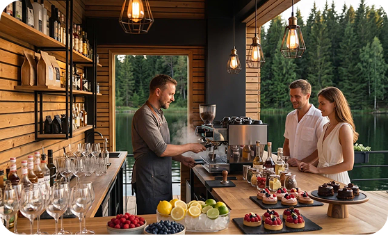 Cafe and bar on the water